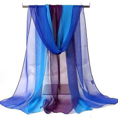 China Wholesale High Quality Machine Printed Chiffon Scarf Gradient Chiffon Shawl Elegant Luxury Smooth Soft Feeling Chinese Style Chiffon Shawl For Women for sale