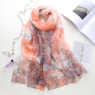 China Wholesale Hot Sale 130*180cm Shawl Printing Machine Printing Muslim Scarf Floral Feeling Pattern Chiffon Hijab Elegant Luxury Smooth Soft Chiffon For Women for sale