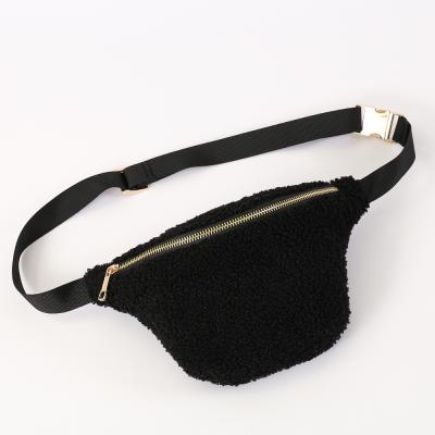 China Waterproof Phone Increasing Mini Running Sports Shoulder Waist Bag Cross - Body Fashion Teddy Fanny Pack Black Belt Bags for sale