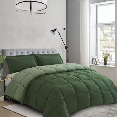 China Soft Microfiber Comforter Bicolor Microfiber Quilt Set met omkeerbaar ontwerp Te koop