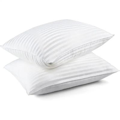 China Soft White Cotton Pillow Satin Stripe with Hypoallergenic Polyester Filling for Comfortable Sleep for sale