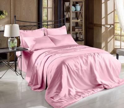 China Fade Resistant White Silky Satin Bed Sheet Set Satin Flat Sheet Sateen Weave for sale