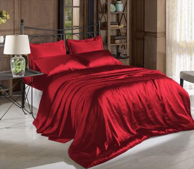 China All Season Satin Bed Sheet Set Machine Wasbare Zijde Satin Sheets Twin Size Te koop