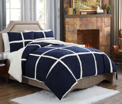 China Luxurious Blue Fleece Plush Bedspread Coverlet for Cozy Winter Nights for sale