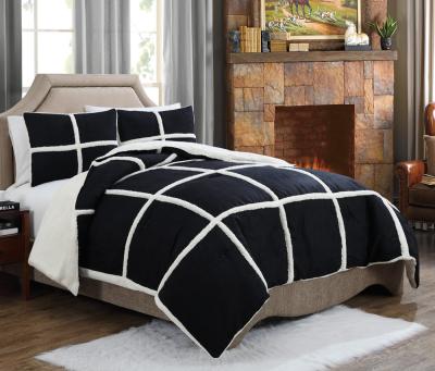 China Super Soft Luxurious Fleece Comforter Set Machine Washable Quilted with Polyester Fill for sale