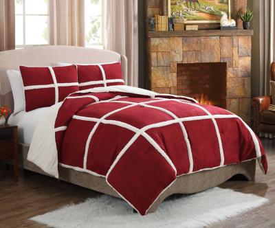 China Winter Super Weich Fleece Suede Comforter mit Festmuster in Rot zu verkaufen