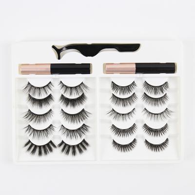 China Private Label Thick 10 Magnetic Eyelashes 3D Mink Eyelash Extensions with Eyeliner Magnetic Eyelashes for sale