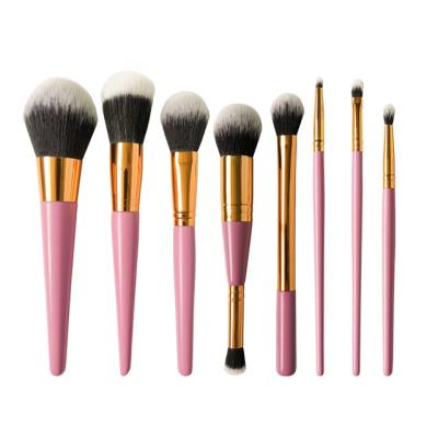 China Carry Makeup Brush 8 Pcs Double Ended Brush Wooden Handle Makeup Brushblending Synthetic Hair Carry Makeup Brush Opp Bag Custom OEM Brand Logo for sale