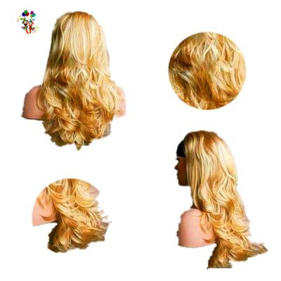 China U-tip Synthetic Hair Clip In Blonde Thick Wigs HPC-0166 Full Head Half Hair Pieces for sale