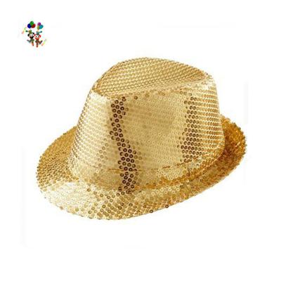 China Image Gold Burlesque Costume Sequin Fedora Party Hats HPC-0217 Unisex for sale