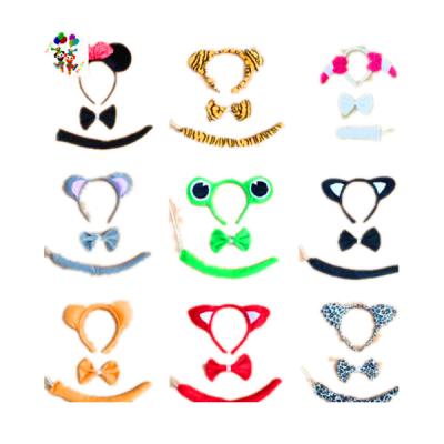 China Polyester+plastic 3pcs set animal costume party headbands with bow tail HPC-0709 for sale