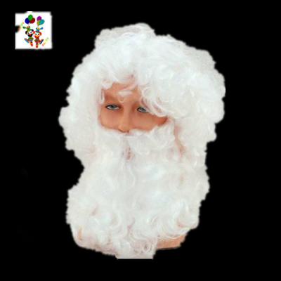 China Silver White Father Christmas Party Synthetic Santa Wig with Spring Loop and Beard HPC-1003 for sale