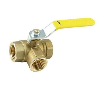 China Full General Left Ball Valve 400WOG NPT Lever Handle 1/4 Female (L-port) Forged Brass Three Way Valve for sale