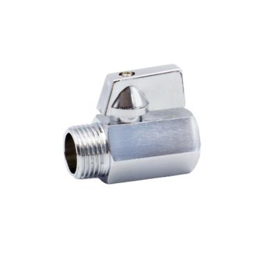 China Polish Chrome Brass Bathroom Plated Male Thread Mini Valve With Female PVC Butterfly Handle For Sanitary Ware for sale