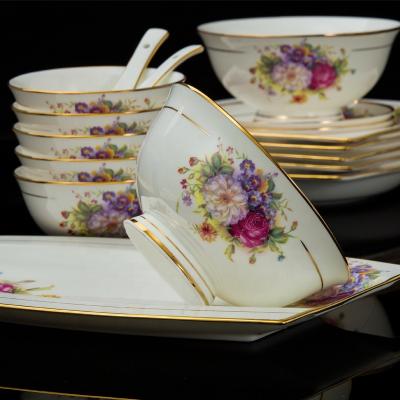 China Hot Sale Jingdezhen Dinnerware Sets Porcelain Dinnerware Set Home Hotel Restaurant Stocked Ceramic Dinner Set for sale