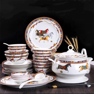 China Stored Jingdezhen Porcelain Bone China Tableware Wholesale European Set Household Chinese Ceramic Dishes for sale