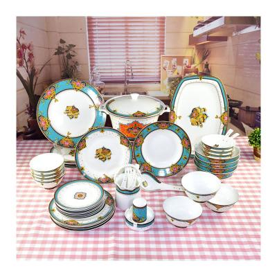 China 2021 New Designs Bone China Stocked Dinnerware Sets 60 Pieces Porcelain Dinner Sets For Wedding Restaurant for sale