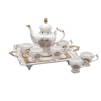 China Hot Sale Stocked 8 Pcs Fine Bone China Royal Luxury Coffee Set for sale