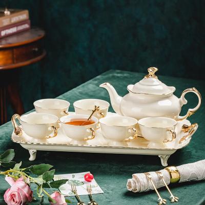 China European Home Suit Coffee Cup Dish Flower Stocked Ceramic Tea Set Set for sale