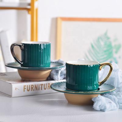 China New Sustainable European Porcelain Tea Cup Set Luxury Turkish Coffee Cup Sets Ceramic Tea Cup And Saucer for sale