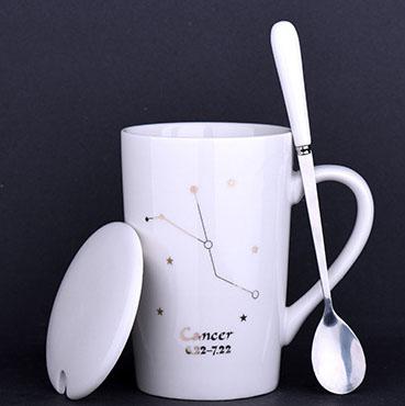 China Constellation Twelve Stocked Ceramic Mug With Lid And Spoon Coffee Mug Set for sale