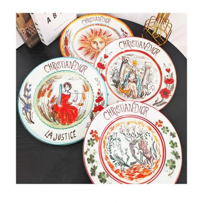 China Creative Western-style ceramic dish stocked European retro personality dinner plate tableware bone china arrangement dish steak for sale