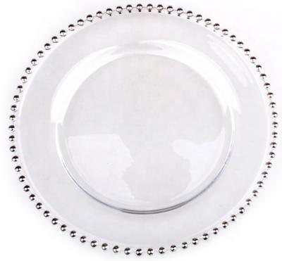 China Stocked European Style Pearl Point Glass Dish Steak Dish Silver Western Salad Bowl for sale