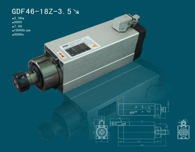 China 3.5kw 18000rpm er25 with 4 bearings square spindle air cooling spindle motor for sale