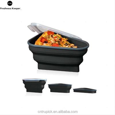 China Foldable Freshness Preservation Heat Resistant Storage Box Silicone Pizza Storage Container For Kitchen With Tray for sale