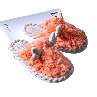 China Baiyi Autumn And Winter Plush Antler Slippers Couples Slippers Flannel Thermal Warm Indoor Shoes for sale