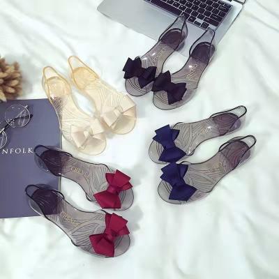 China Fashion Trend New Fish Mouth Flat Casual Sandals Threaded Crystal Baiy Bow Shoes Sandals Women for sale