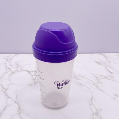 China Viable Purple Milk Fitness Hard Water Shake Cup Gym Plastic Shaker Bottle For Kid for sale