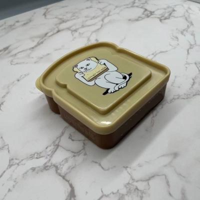 China 2022 Bento Lunch Box With Cartoon Printing Food Container Microwavable Hamburger Sandwich Safe Plastic Square Brown Animal Character for sale