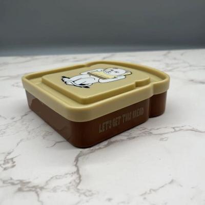 China Microwavable Personalize 2022 Eco-Friendly Biodegradable Plastic Kid's Portable Bpa Free Dark Yellow Square Cartoon Sandwich Bowl for sale