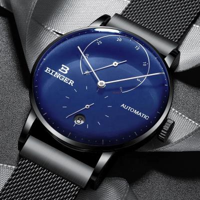 China Hot Sale Fashion Design Binger Day/Date 1187 Stainless Steel Strap Fitness Waterproof Automatic Mechanical Men Class Wristwatches for sale