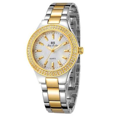 China BS Sister 1258 Stainless Steel Alloy Strap Top Selling Quartz Movement Waterproof 2021 Fashion Women Imitated Diamonds Wristwatches for sale