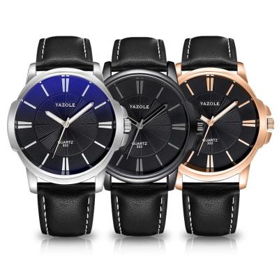 China Factory Price Wholesale Waterproof Leather Band Friend Gift Watch Yazole Men's Alloy Shock Resistant Wrist Watch for sale