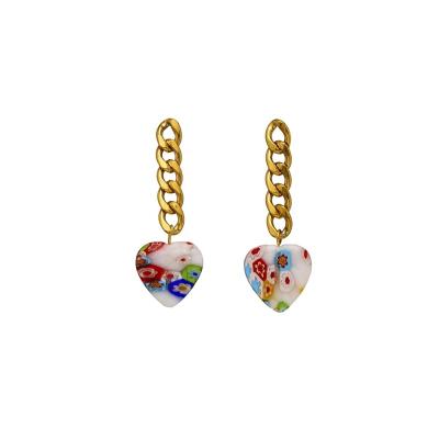 China New Fashion Women Wedding Party Jewelry Stainless Steel Hot Sale Resin Plastic Stones Drop Earrings New Design Drop Earrings for sale