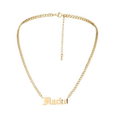 China Personalized Fashion Lovers Custom Stainless Steel Name Plate Cuban Chain Choker Pendant Necklace for sale