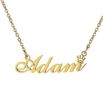 China Custom Fashion 18K Gold Plated Logo Name Plate Pattern Pendant Stainless Steel Jewelry Necklace As Gift for sale