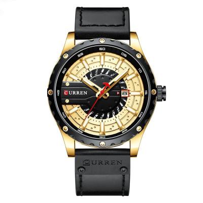 China Curren 8374 Interesting Leather Strap Automatic Date Brand Fashion Design Men Outdoor Sports Calendar Hot Selling Luminous Analog Wrist Watch for sale