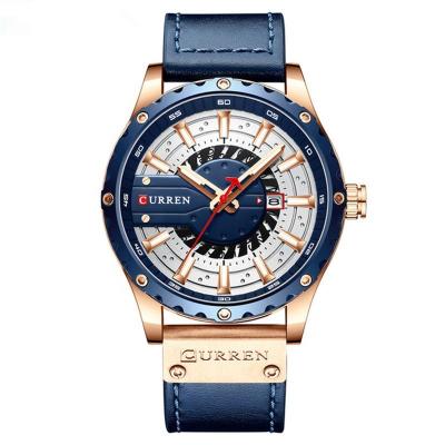 China Curren 8374 Good Price Brand Good Price Hot Selling Date Men's Outdoor Sport Leather Strap Waterproof Wristwatch Interesting Luminous Famous Automatic for sale