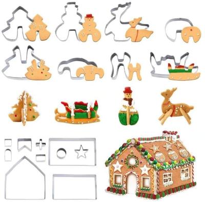 China Viable Christmas 3D Cookie Cutters18PCS Gingerbread House Cookie Cutter, Festive Christmas Stainless Steel Cookie Cutter Set, Including Chri for sale