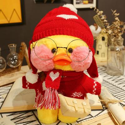 China Perfect Gift 30CM Yellow Soft Plush Toy For Kids Girls Hugglable Plush Stuffed Toy With Hat&Costume Cute Stuffed Toy Lalafanfan Duck for sale