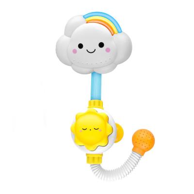 China Cartoon Toy Children's Baby Playing In The Bathroom Manual Shower Cloud Rainbow Bathing Baby Toys for sale