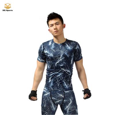 China Custom Mens T-shirts Gym Fitness Wear Workout Compression Clothing Antibacterial for sale