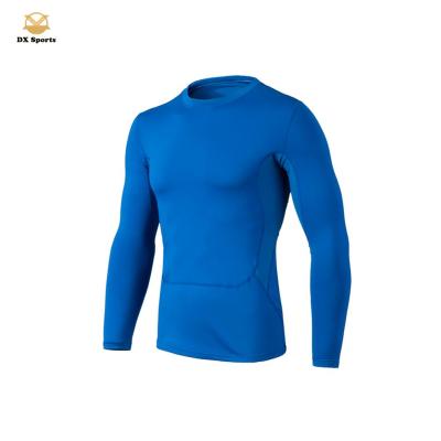 China Anti Shrink Blue Color Fitness Girdles Long Bodybuilding Wear Compression Tights T-Shirt for sale