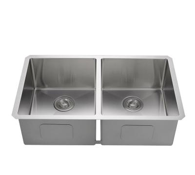 China Without Faucet OEM Customized 304 Stainless Steel Custom Sink Kitchen Equipment High Quality Double Bowl Sink for sale