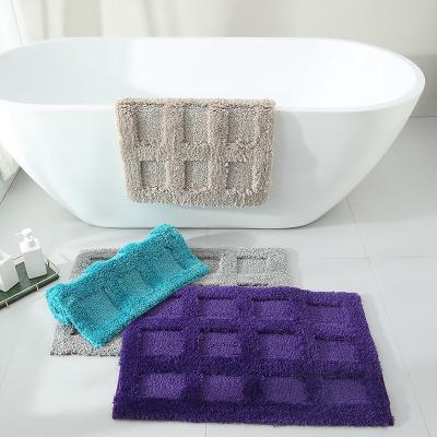 China New Washable Minimalist Bathroom Mat Thickened Flocked Household Strong Absorbent Mat for sale