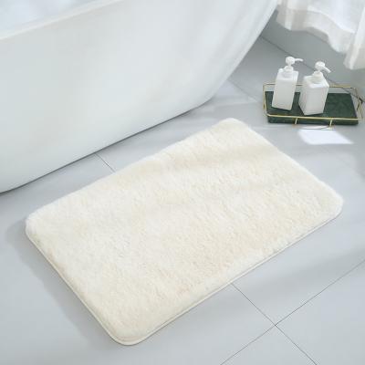 China New Washable Home Bathroom Non-Mat Solid Rabbit Fur Carpet Water-absorbent Slip Floor For Living Room for sale